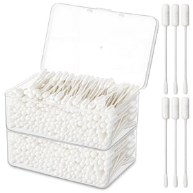 Lounsweer long cotton swabs with compact storage case for travel and convenience.