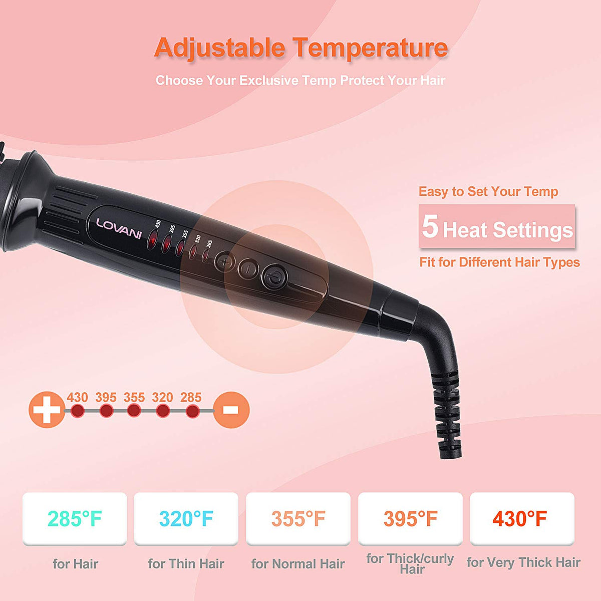 LOVANI anti-scald bristles protect while styling hair.