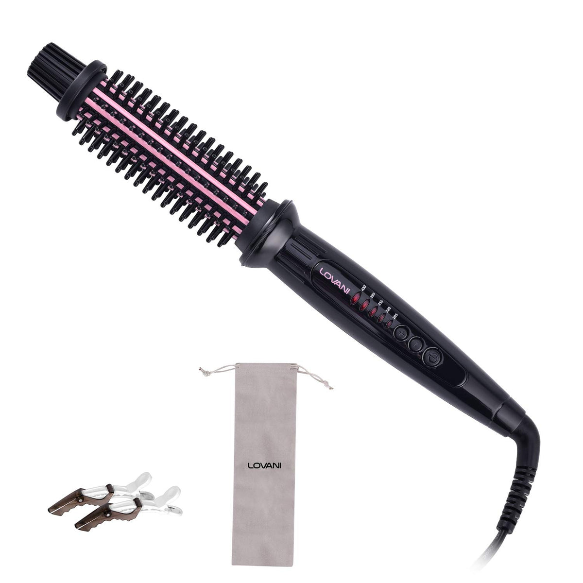 LOVANI Curling Iron Brush with 1-inch barrel for smooth, defined curls.