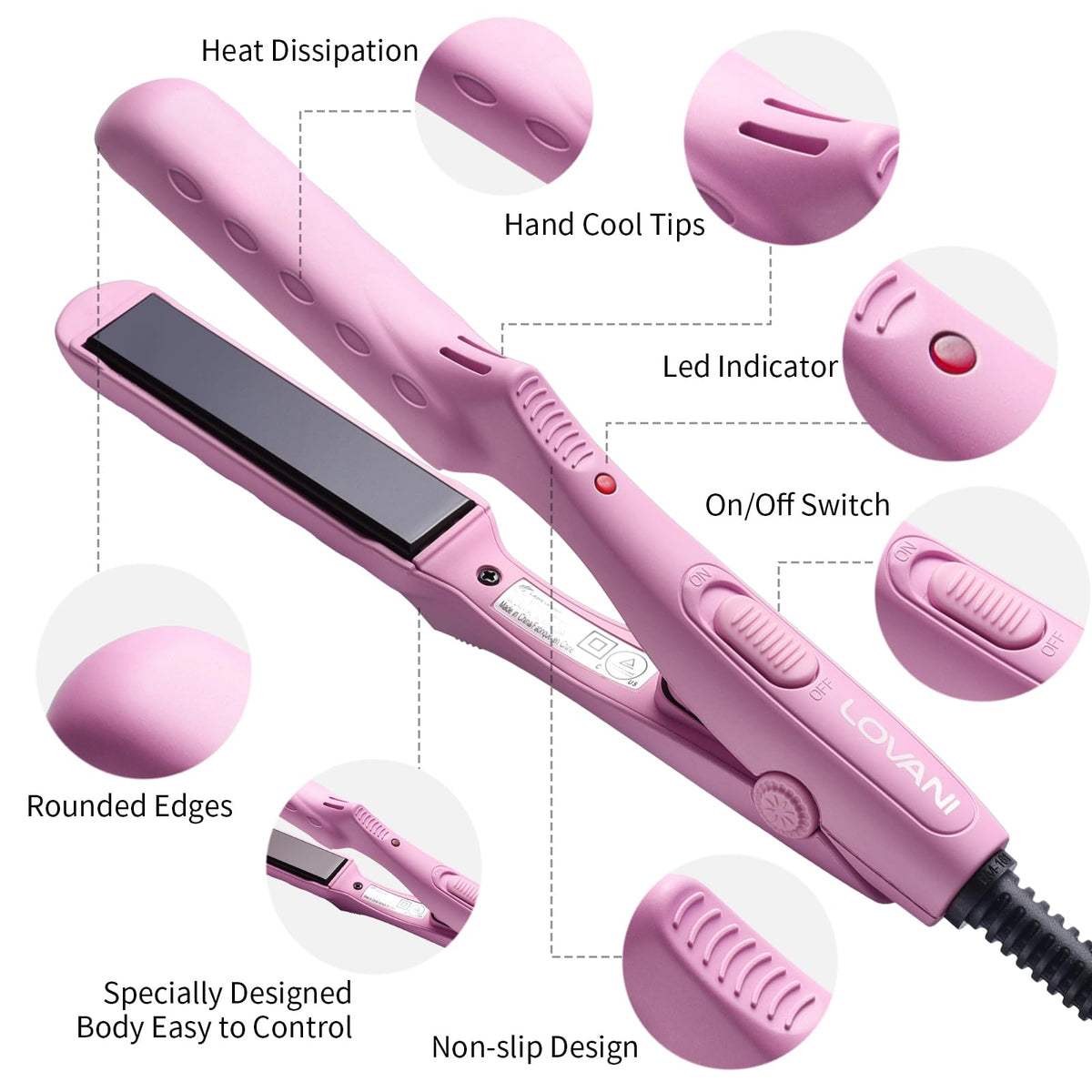LOVANI Mini Flat Iron demonstrates rapid heating for quick touch-ups on the go