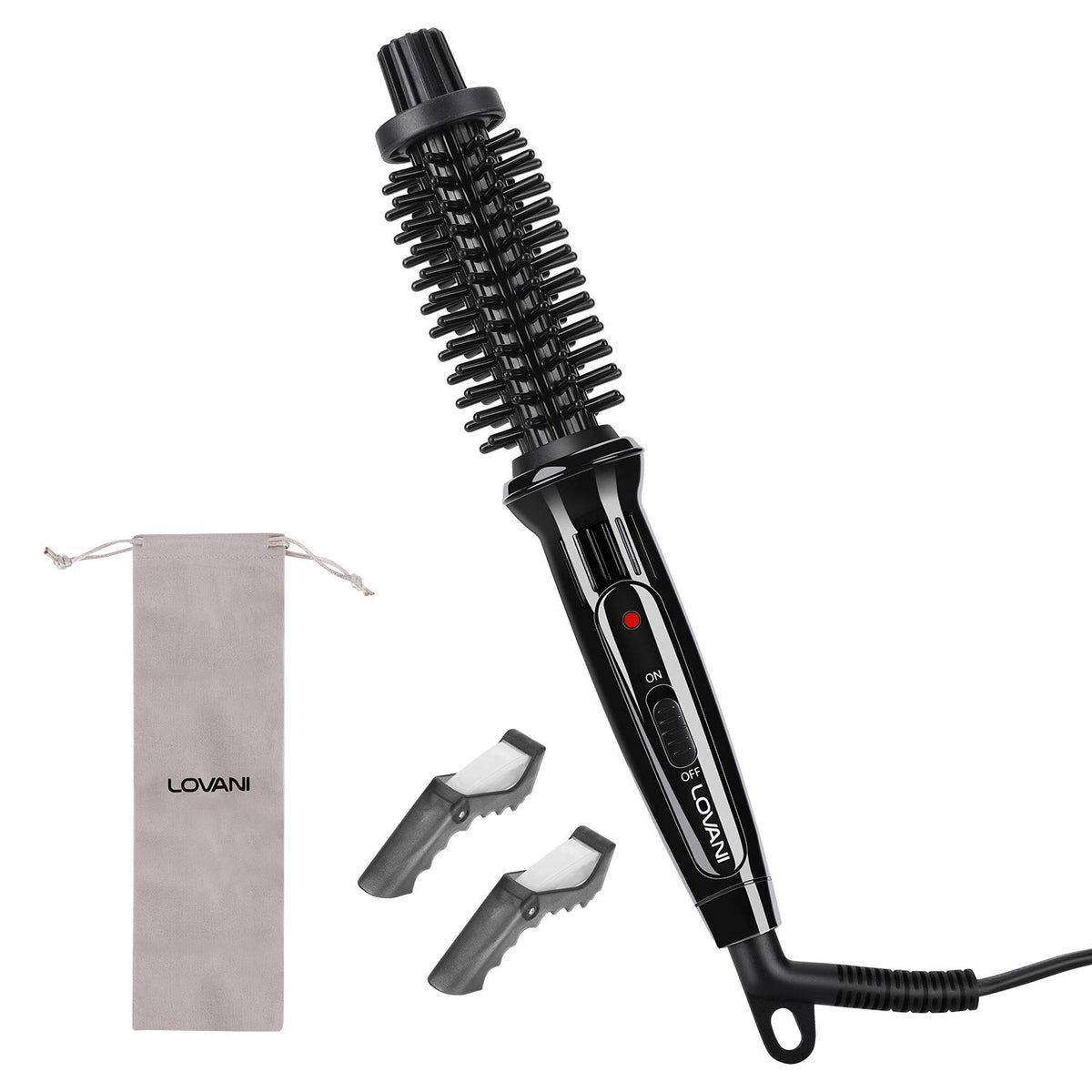 LOVANI mini travel curling iron brush with three-quarter inch barrel for quick curls