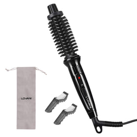 LOVANI mini travel curling iron brush with three-quarter inch barrel for quick curls