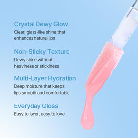 LOVB Crystal Dewy Lip Gloss Pink Dolphin compact with applicator