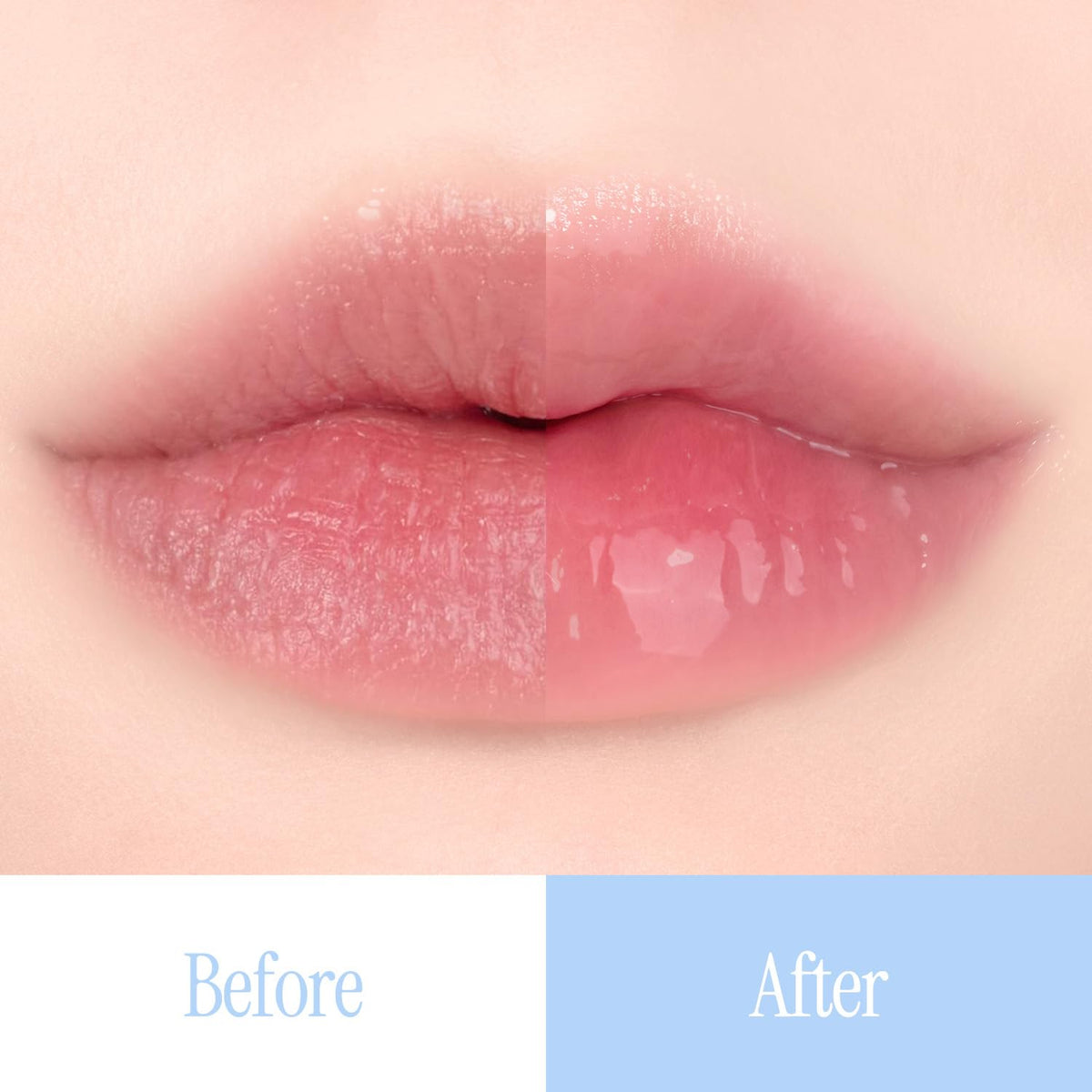 LOVB Crystal Dewy Lip Gloss Pink Dolphin layering over lip color
