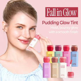 Packaging display for LOVB Pudding Glow lip tint with Ending Rose shade