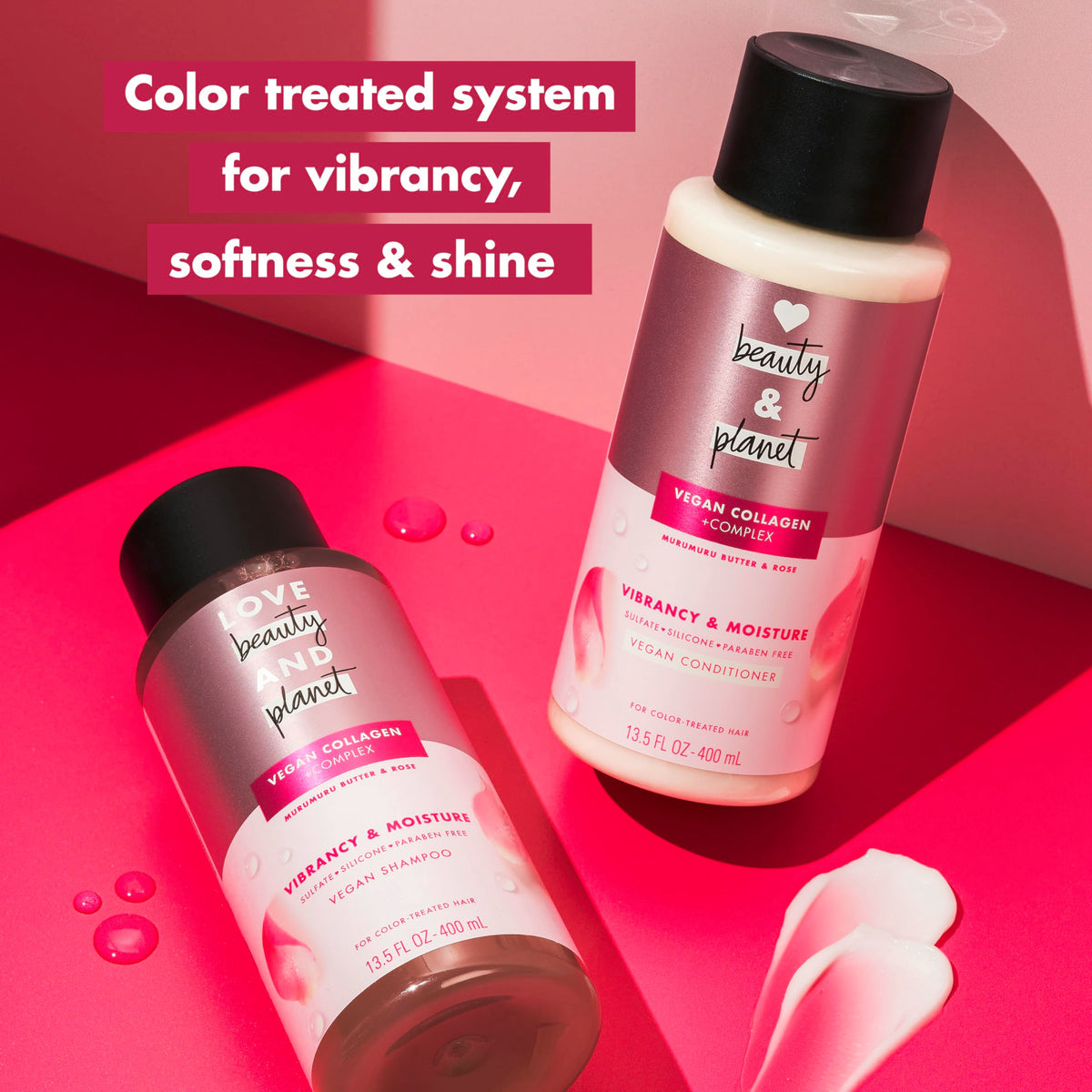Eco-friendly Love Beauty And Planet bottle packaging emphasizing sustainability
