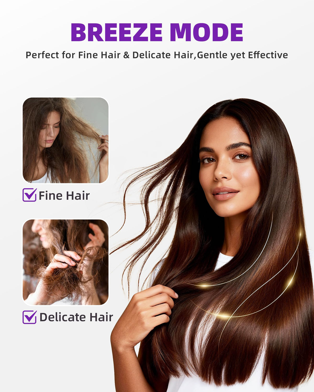 Love Best gentle mode protects delicate hair and kids during drying sessions