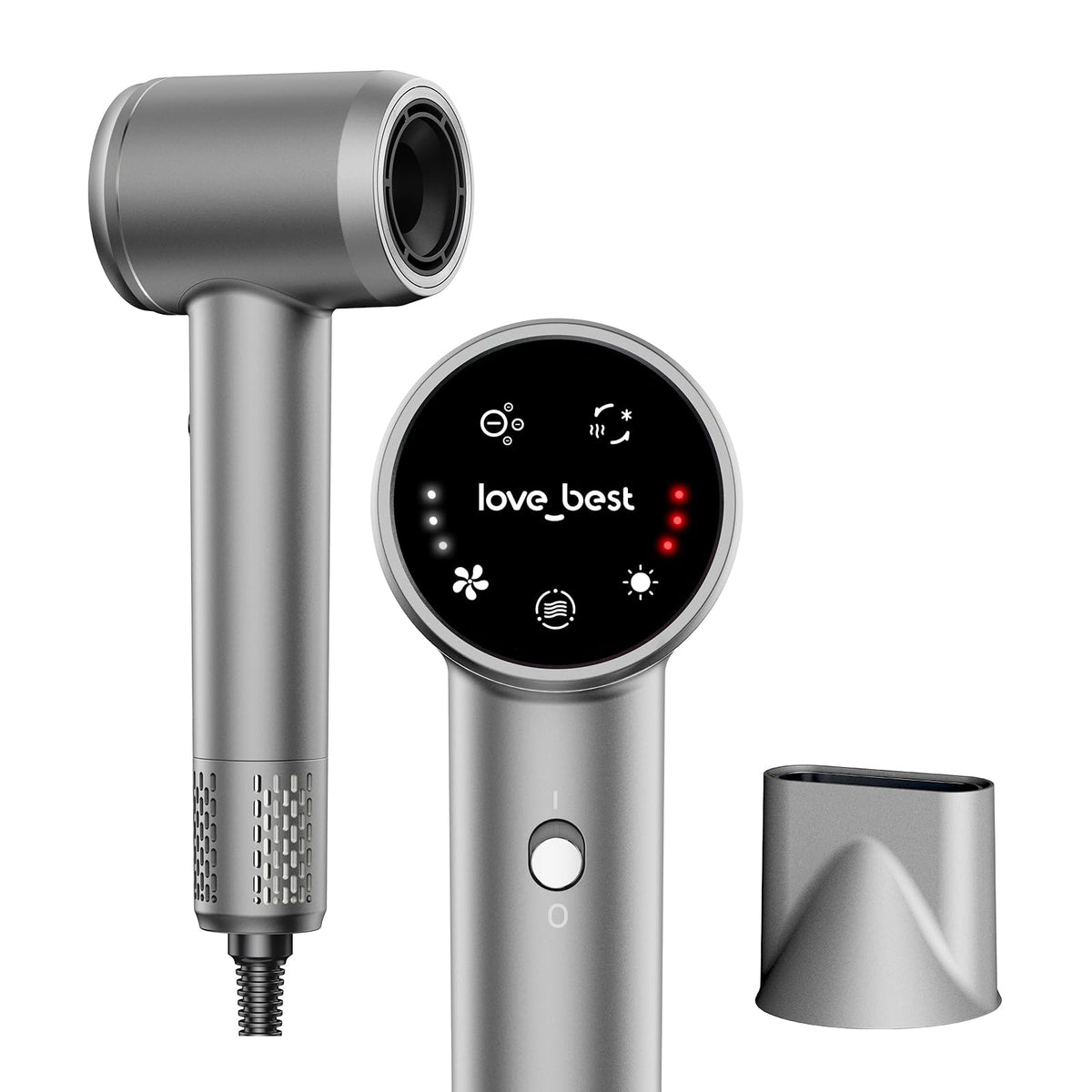 Love Best Hair Dryer compact front view for quick morning styling.