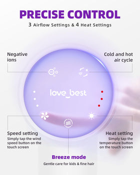 Love Best smart touch screen offers convenient heat control and safety features