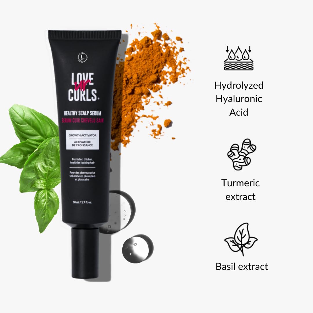 Love Ur Curls basil extracts: botanicals for scalp moisture.