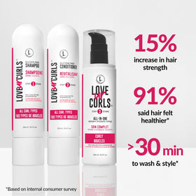 Love Ur Curls curl cream styler applied for moisturized, defined curls