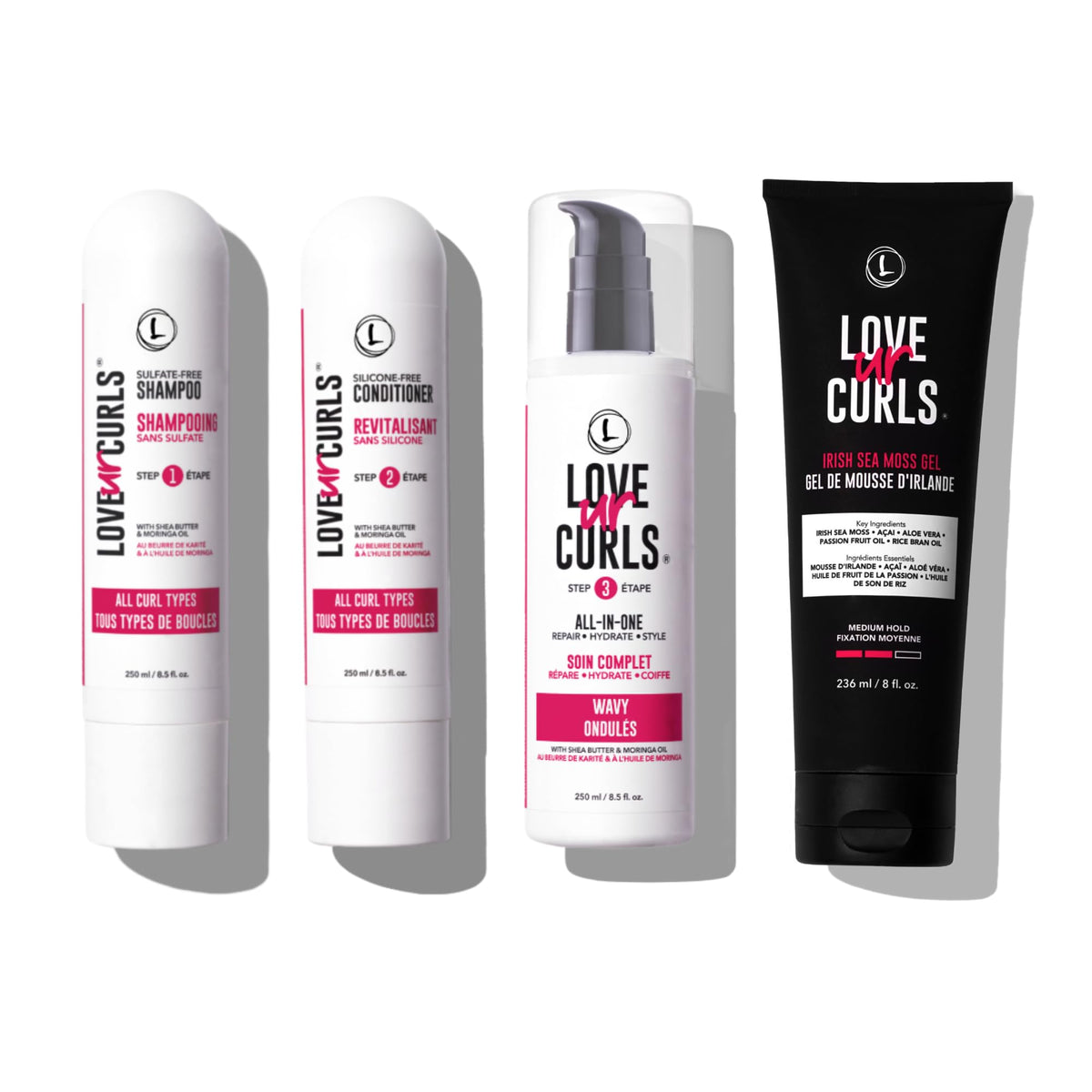 Love Ur Curls Gentle Moisturizing Shampoo pump for balanced cleansing.
