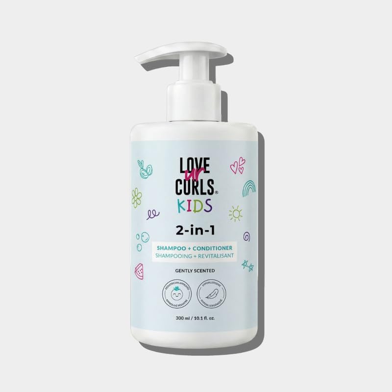 Love Ur Curls Kids 2-in-1 bottle pour for easy, gentle cleansing during bath time