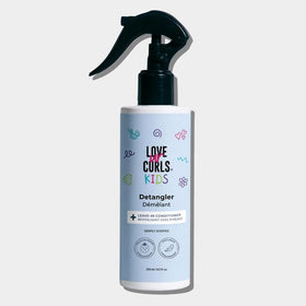 Love Ur Curls Kids Detangler bottle demonstrating easy detangling and hydration.