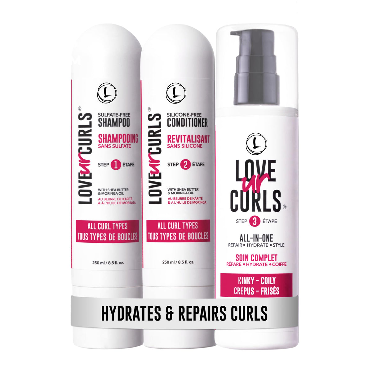 Love Ur Curls shampoo bottle delivering a gentle cleanse for kinky-coily hair