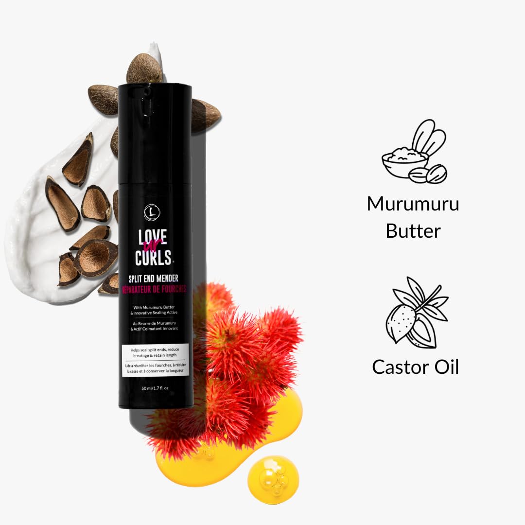 Love Ur Curls Split End Mender application: easy-to-use leave-in treatment for daily curl care.