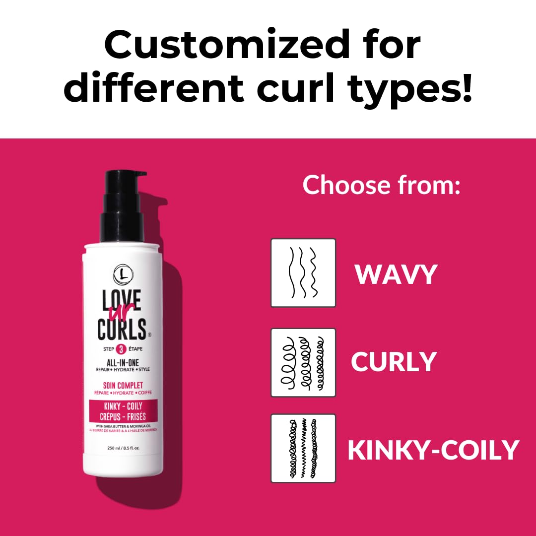 Love Ur Curls Ultra-Hydrating Conditioner bottle detangles and smooths curls.