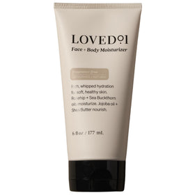 Loved01 Daily Face & Body Moisturizer jar front shows rich hydration
