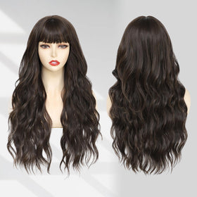 Lovenia 26-inch body wave wig in dark brown for elegant everyday or special occasion looks.