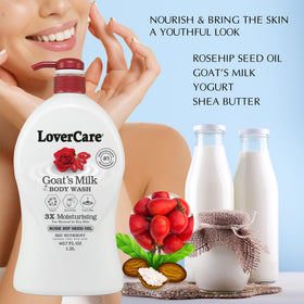 Lovercare Shea butter rich wash softening skin after shower.