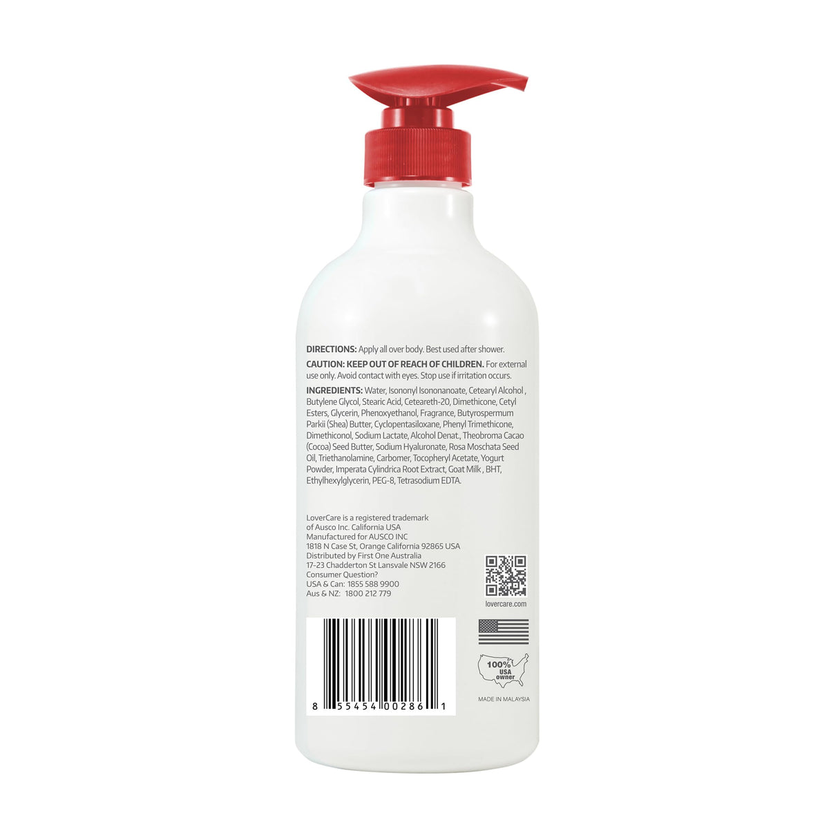 Lovers Care Goat's Milk Lotion texture closeup shows rich, smooth cream.
