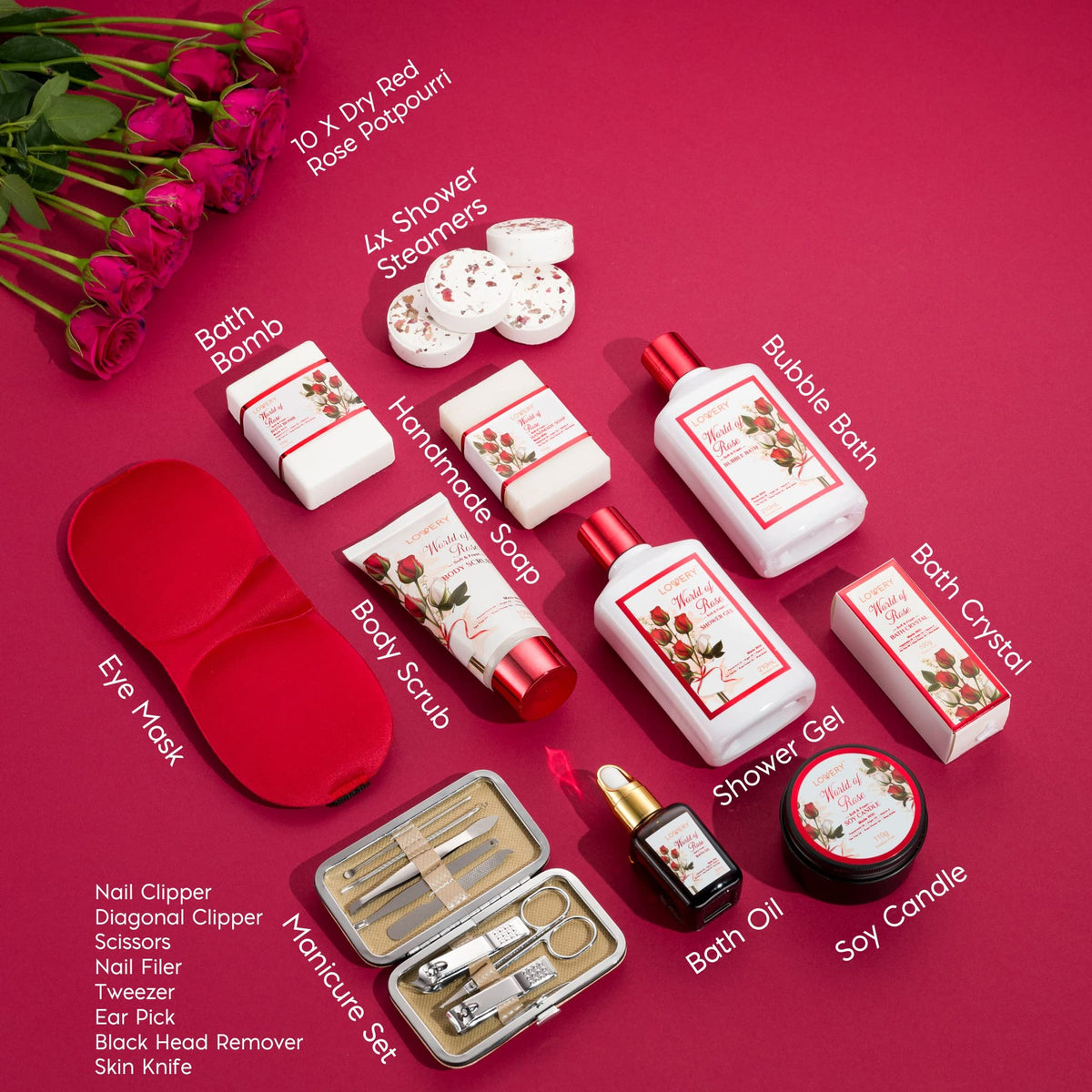 LOVERY Deluxe Nail Care Kit offers at-home manicure tools and polish.
