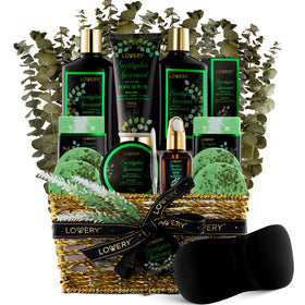 LOVERY eucalyptus spearmint gift basket offers an at-home spa experience