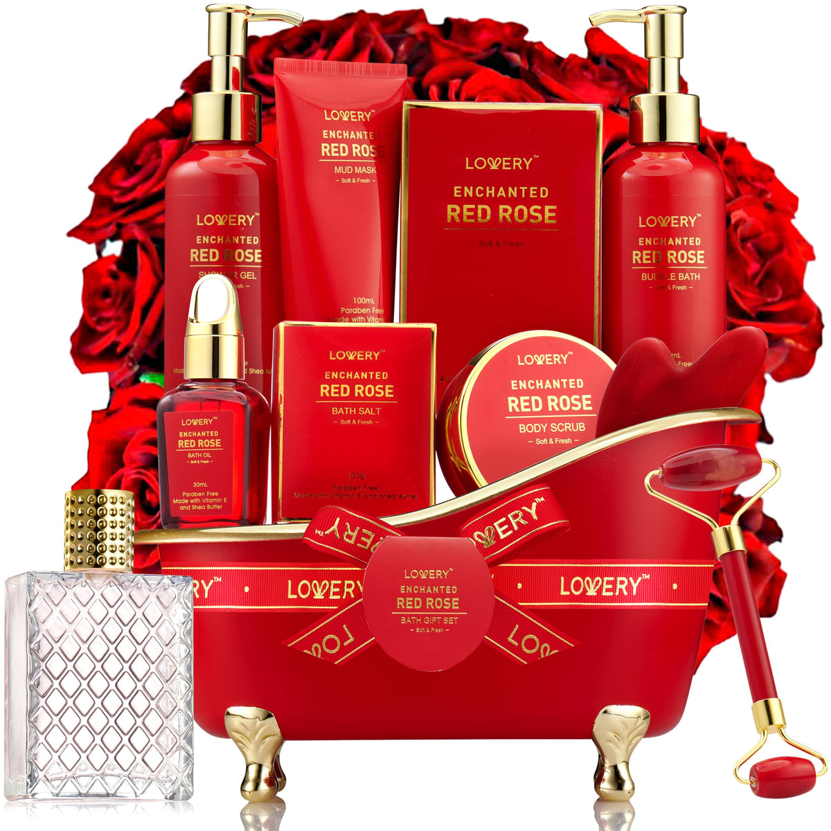 LOVERY Mothers Day Gift Red Tub presents a premium spa set for at-home pampering.