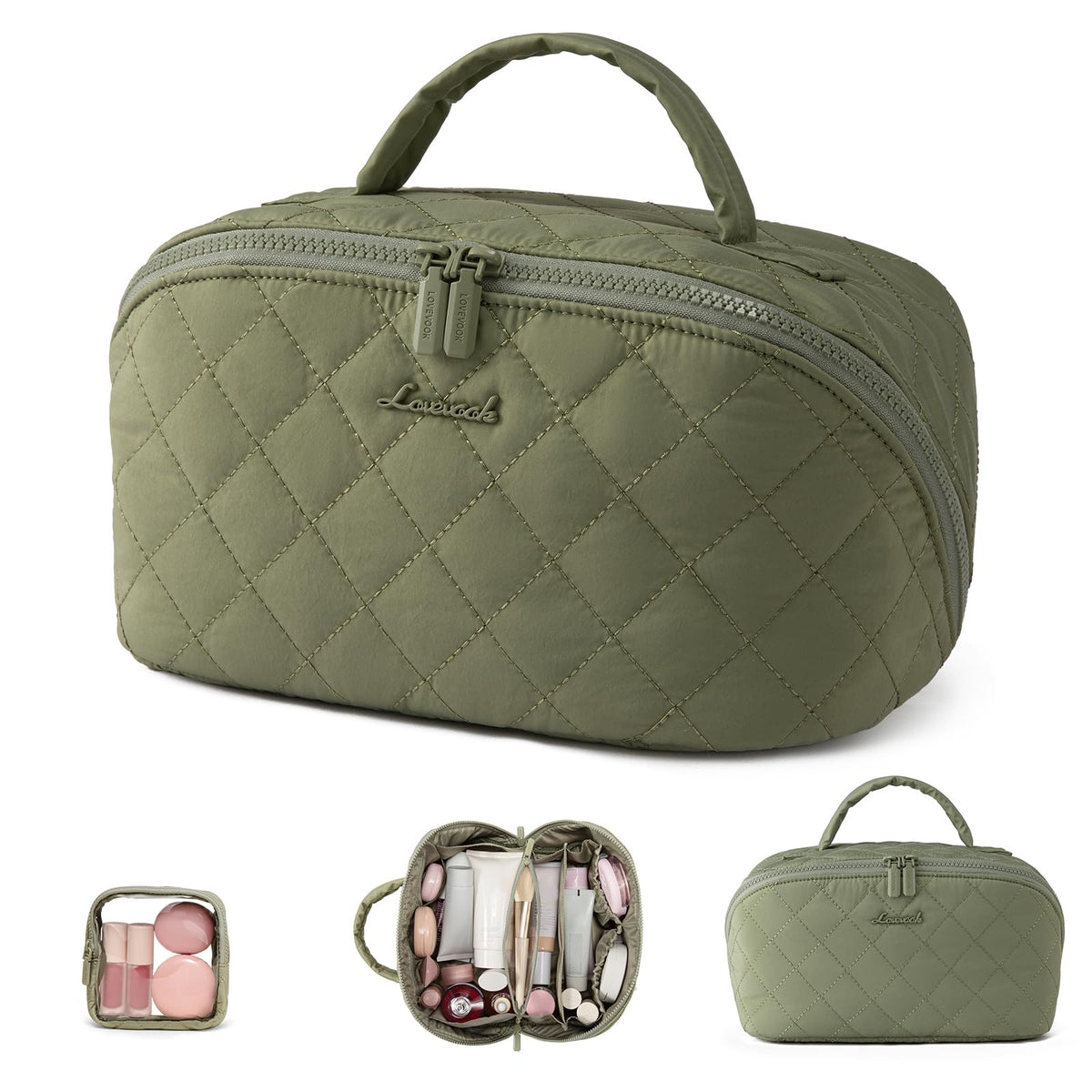 LOVEVOOK travel makeup bag open-flat design for quick access