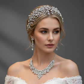 Lovfoiver crystal hair vine adds delicate sparkle to bridesmaid hairstyles.