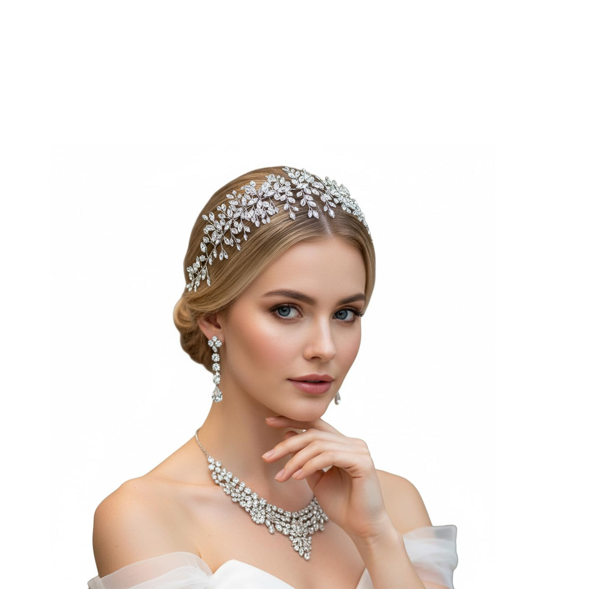 Lovfoiver rhinestone bridal headpiece enhances timeless wedding elegance.