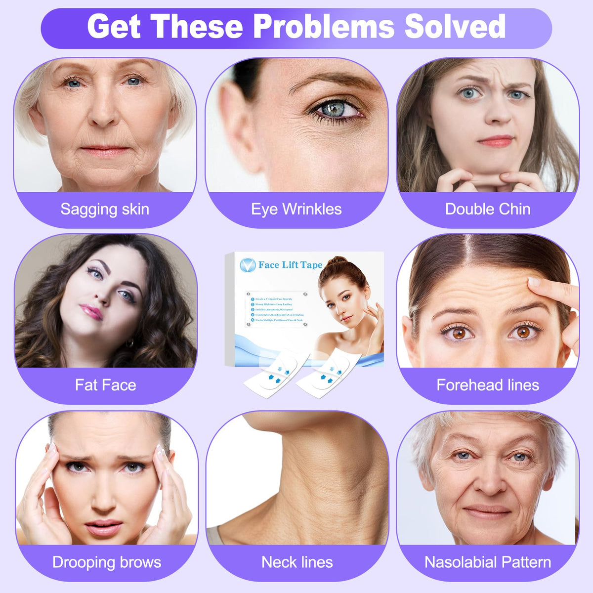 Loxbcin face lift tape invisible under makeup for natural finish.