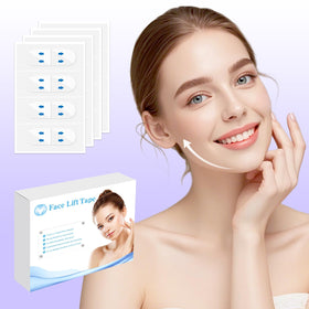 Loxbcin neck lift tape visibly lifts neck and jawline for a smoother contour.