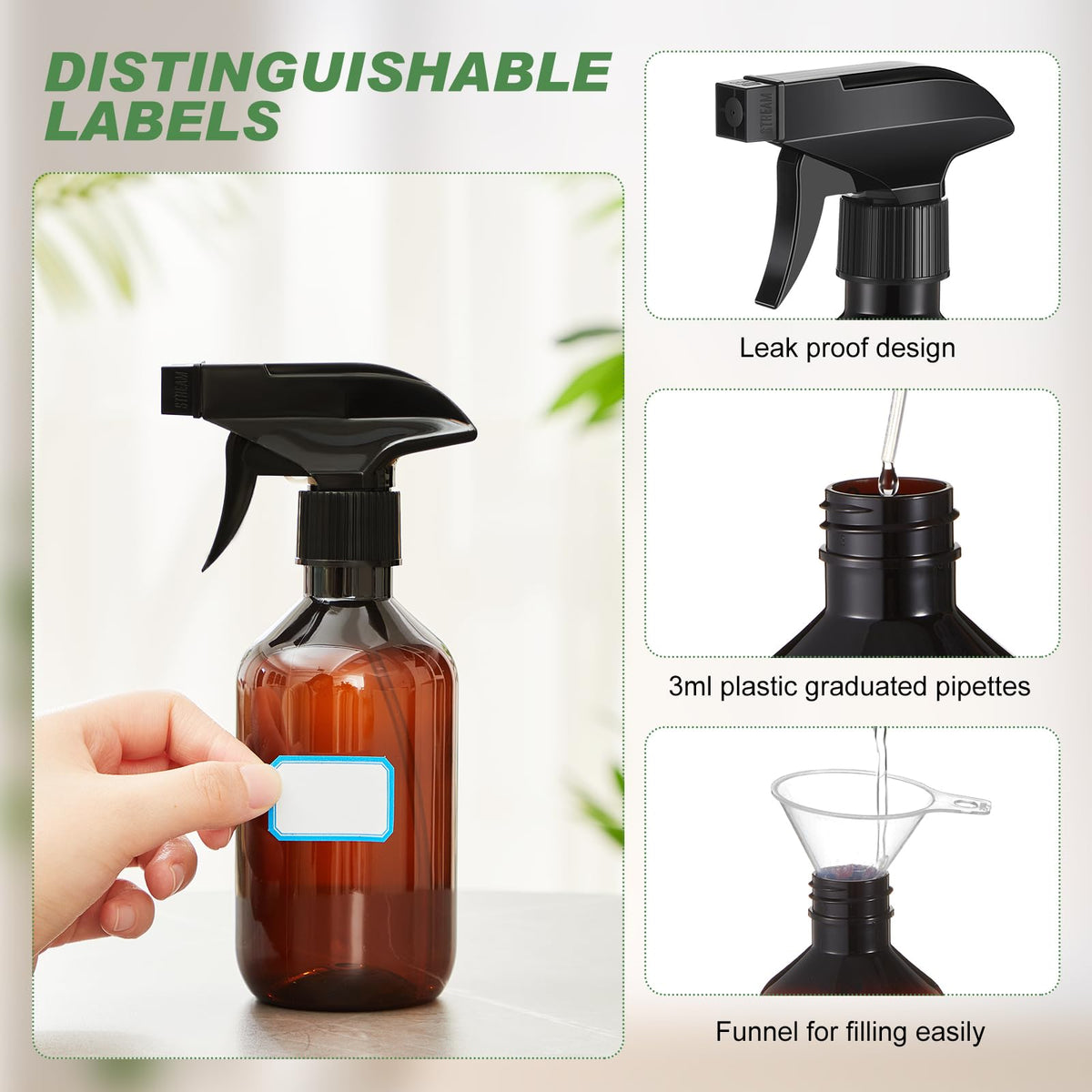 LOYIM amber spray bottle easy grip design fits your hand comfortably.