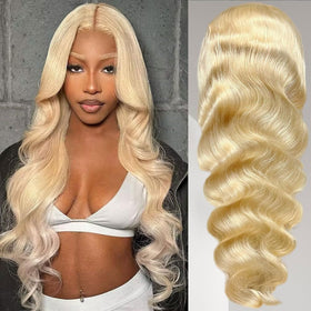 Loyom 613 blonde 28-inch lace-front wig with 13x6 lace, natural parting for daily wear
