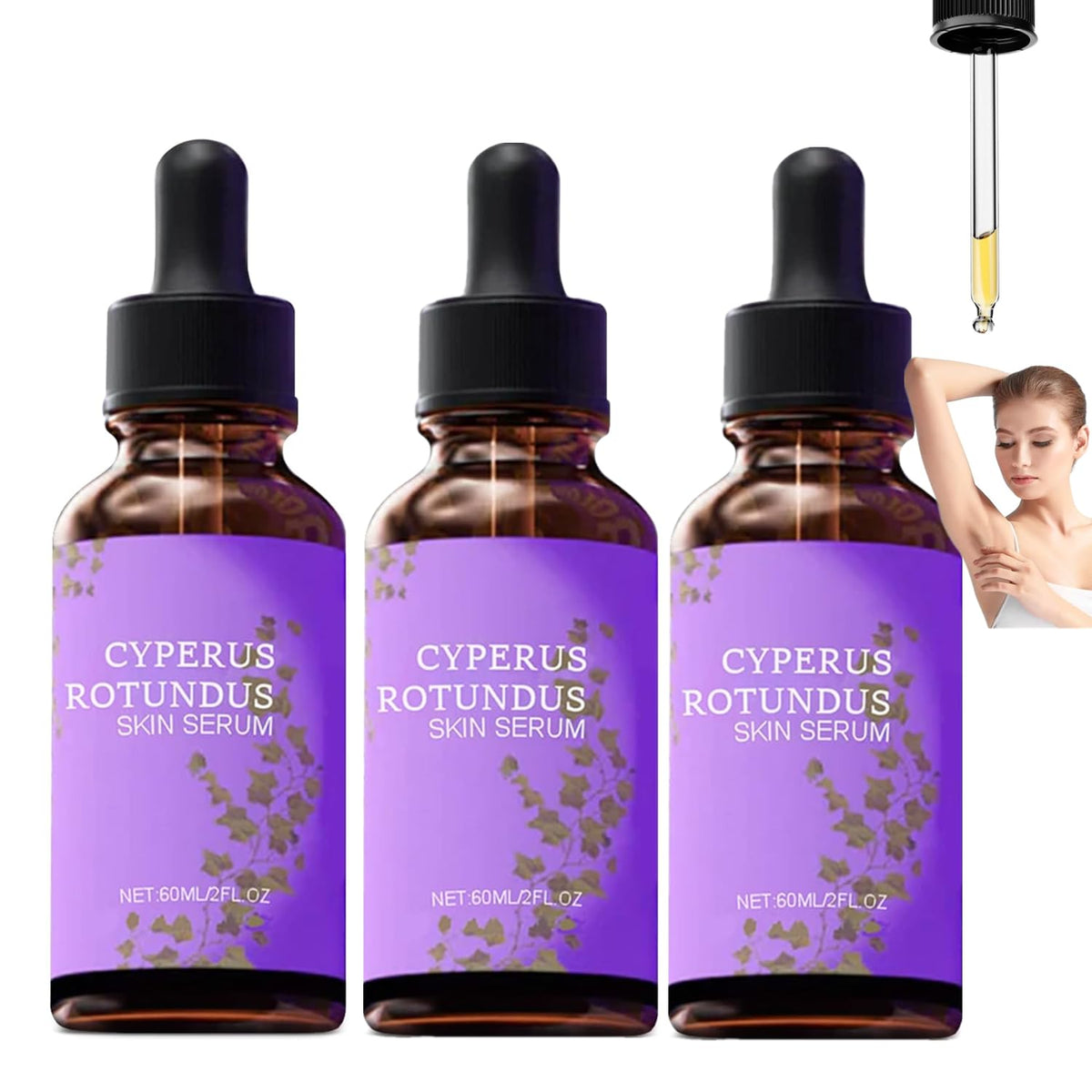 LOYOTICE Cyperus Rotundus Serum Bottle showing nourishing oil texture for smooth skin.