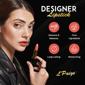 L’Paige Peach Nectar application shows buildable color for natural to vibrant looks.