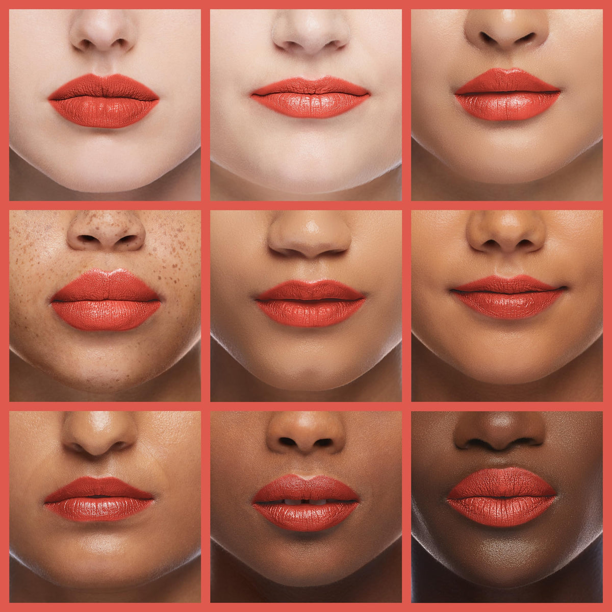 Close-up of L’Paige Peach Nectar lipstick reveals creamy texture and aloe-derived hydration.