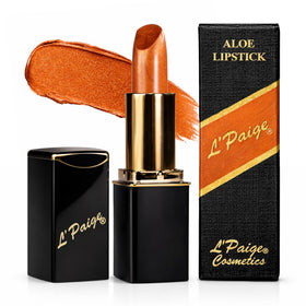 L’Paige Frosted Copper Lipstick L05 swatch shows warm metallic shimmer for everyday glam.