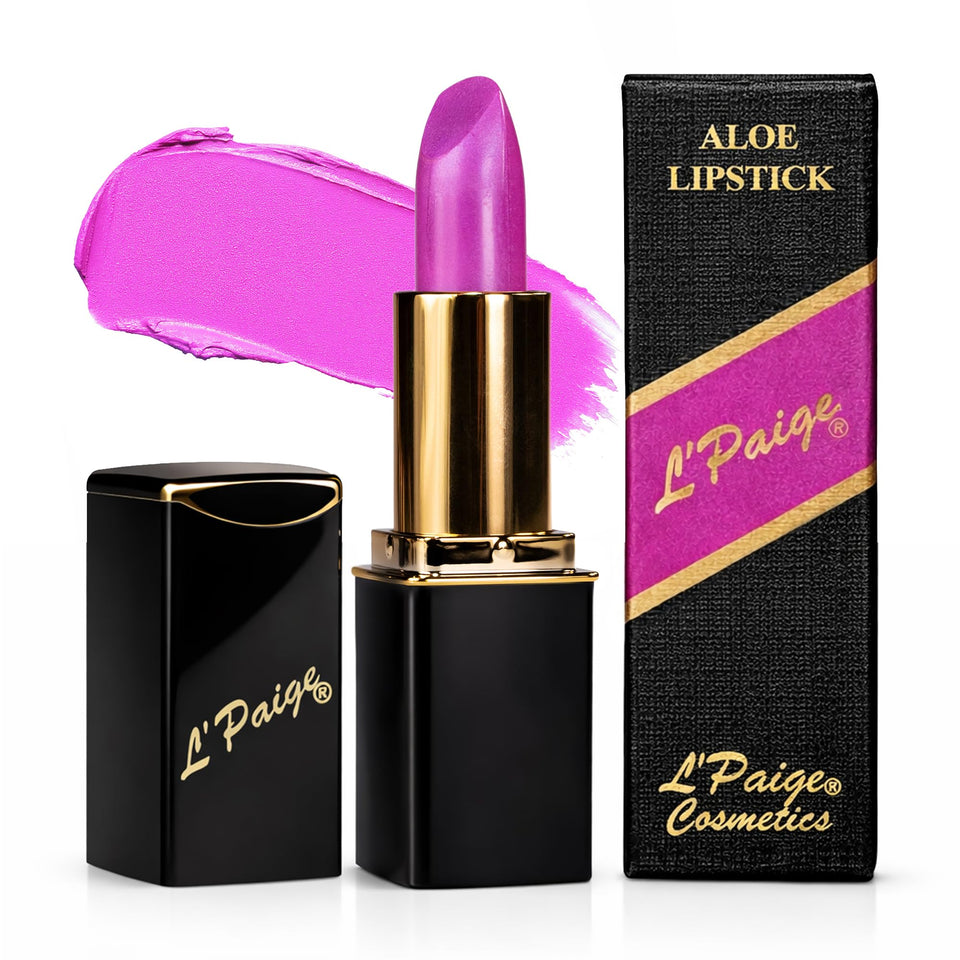 L'Paige L21 lipstick bullet closeup reveals vibrant electric fuchsia shine.
