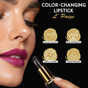 L'Paige LBK satin finish texture on lips.