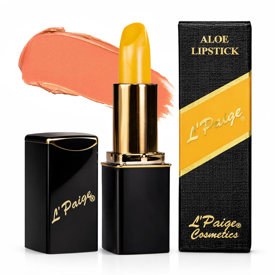 L'Paige LYW color-changing lipstick shifts from yellow to coral pink for a personalized shade.