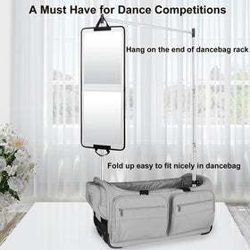 LPHUMEX folding mirror with sturdy handle, easy setup on doors or racks