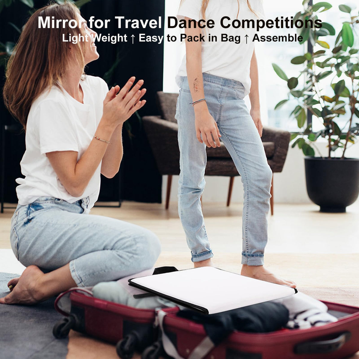 LPHUMEX white foldable mirror open full length for quick outfit checks backstage