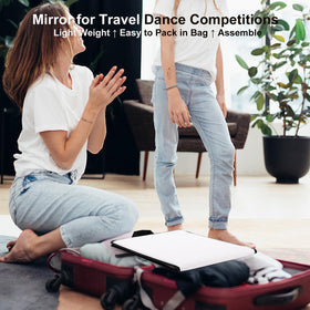 LPHUMEX white foldable mirror open full length for quick outfit checks backstage