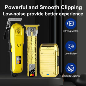 LQT clippers LED display shows remaining battery life for worry-free sessions.
