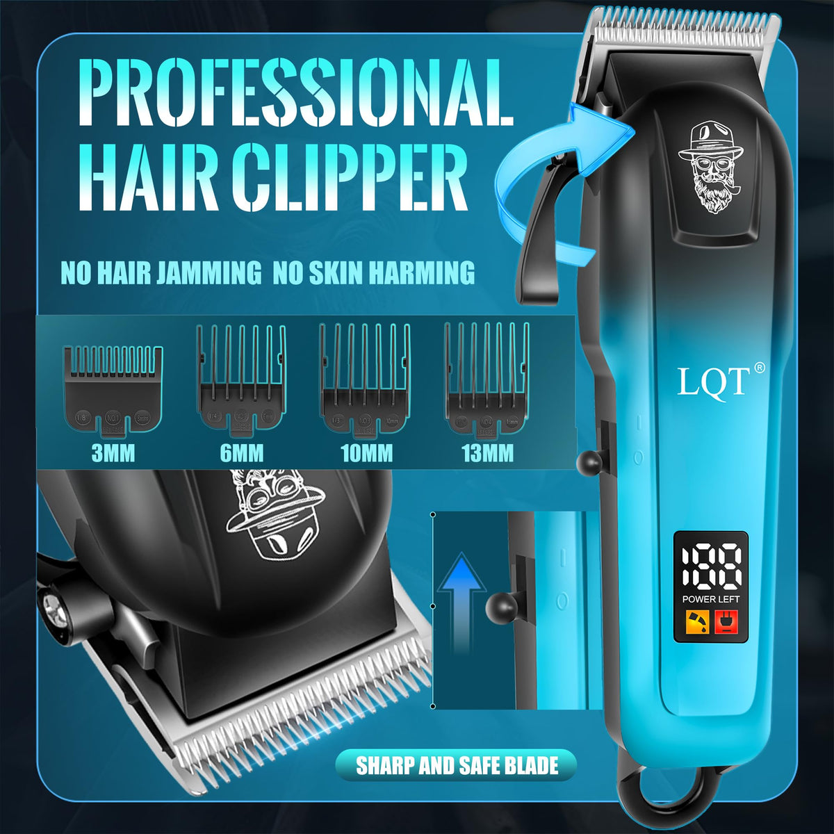 LQT dual foil shaver provides smooth facial hair removal on sensitive areas.