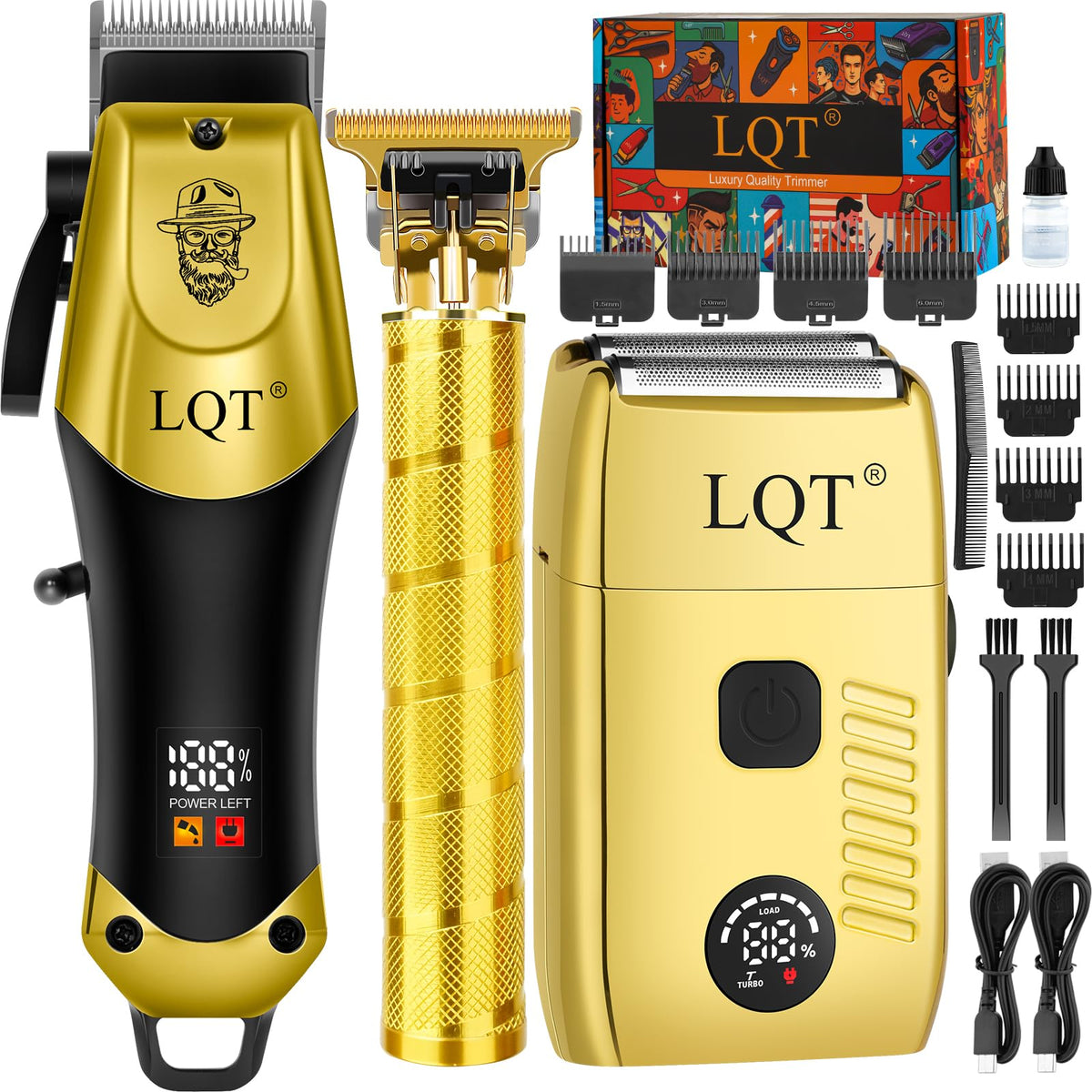 LQT hair clipper kit with LED display for battery monitoring
