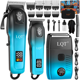 LQT hair clippers for men set with multiple attachments for professional grooming at home.