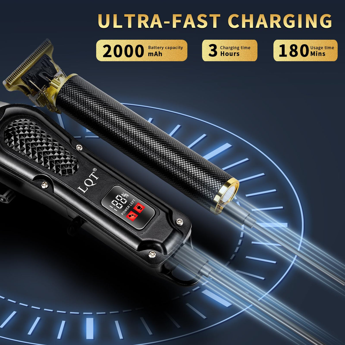 LQT cordless and corded clippers offer flexible grooming anywhere.